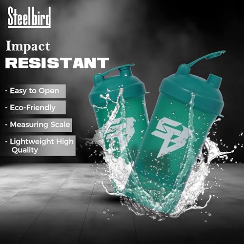 Image of Steelbird Smart 500ml: High-Performance Gym Protein Shaker Bottle - Boost Your Workout! (Green)