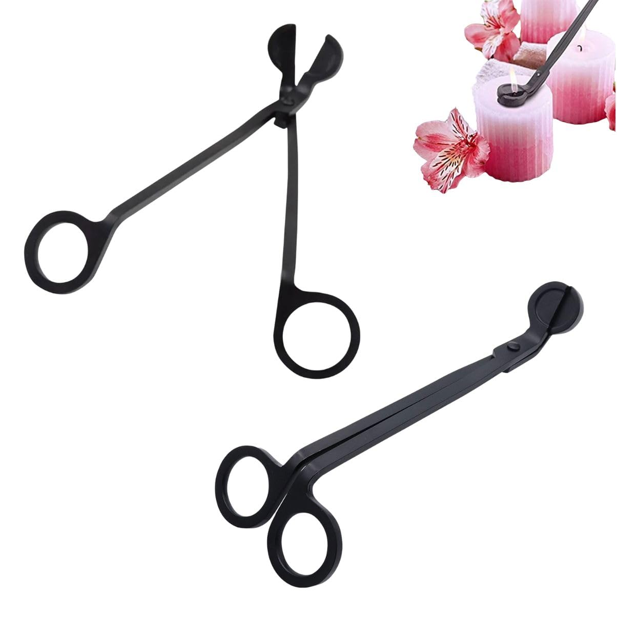 Beufee 2PCS Candle Wick Trimmer, Stainless Steel Wick Clipper Cutter Long Handle Wick Cutter for Deep into Candles Cut Spent Cord