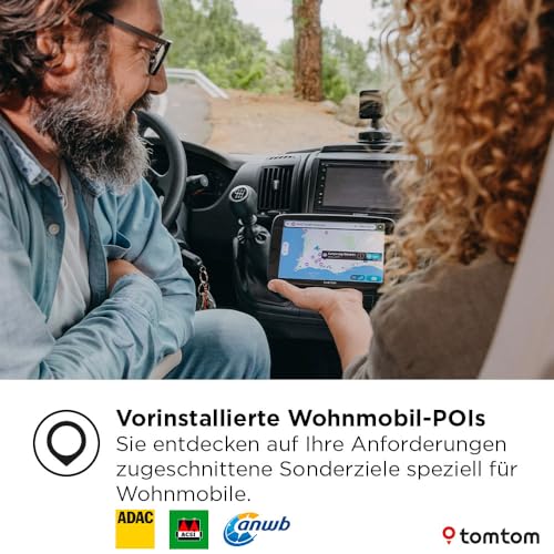 TomTom Camper Navi GO Camper Max 2. Generation Premium Pack (7 Display, POI`s für Wohnmobil- und Wohnwagen, Updates via Wi-Fi, TomTom Traffic, Fahrzeugprofile speichern, Weltkarten, Premium Zubehör)
