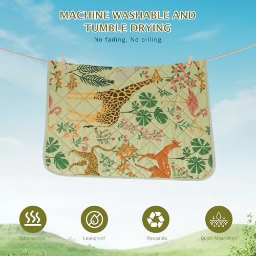 Image of IEUUMLER Washable Pee Pads for Dogs, 1 Pack Forest Pattern Reusable Waterproof Puppy Pads, Non-Slip Super Absorbent Dog Training Pad for Playpen Crate Bed EU013 Green Jungle, 48x48