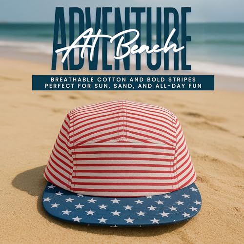 Funky Junque 5 Panel Hat for Kids - 100% Cotton Toddler Baseball Cap, Boys American Flag Ball Cap, Infant Baby Sun Hat2