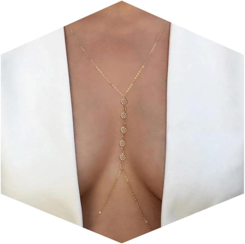 14K Gold Plated Sexy Body Chains for Women, Layered Rhinestone Crossover Bikini Bra Body Jewelry, Summer Beach Crystal Belly Waist Chain