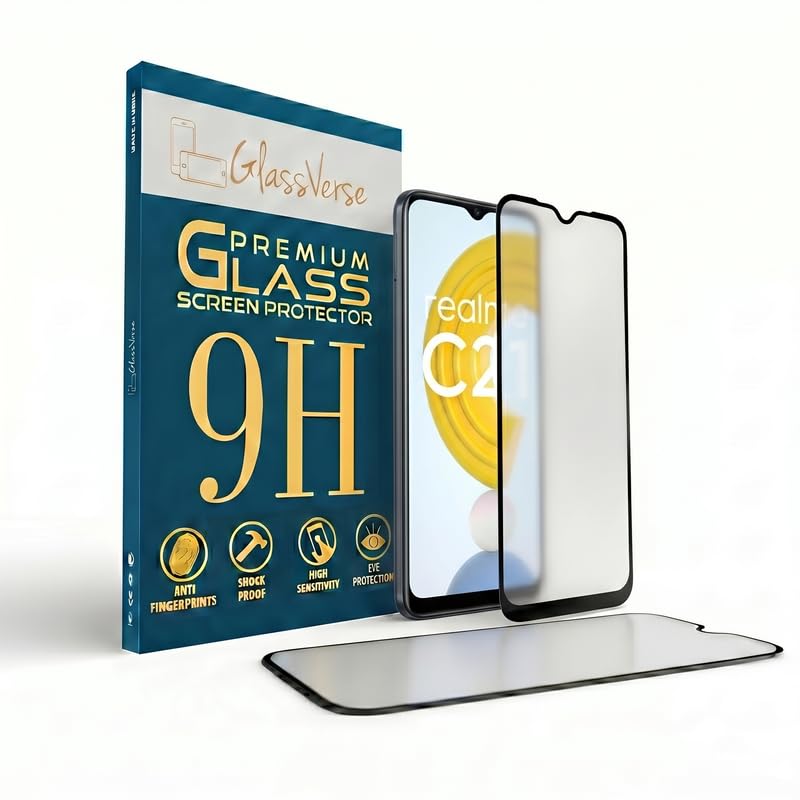 Image of GlassVerse Matte Tempered Glass for Realme C21 | Anti Glare, Smooth Touch Screen Protector, 9H Hardness, Edge to Edge, Case Friendly, Hassle-less Installation Kit Included. (Pack of 2)