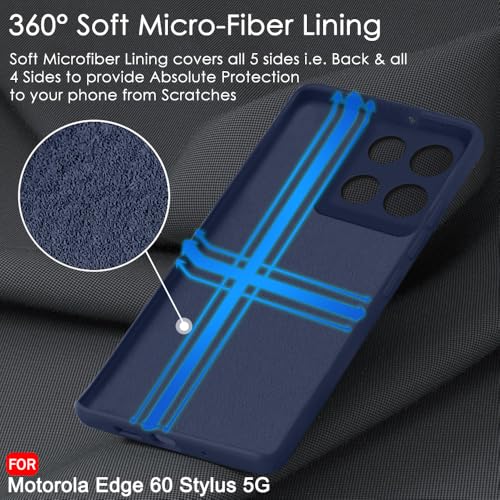 Image of TheGiftKart Liquid Silicone Back Cover Case for Motorola Moto Edge 60 Stylus 5G | Soft Micro-Fibre Lining Inside | Camera & Screen Protection | Shockproof Back Cover Case (Silicone, Blue)