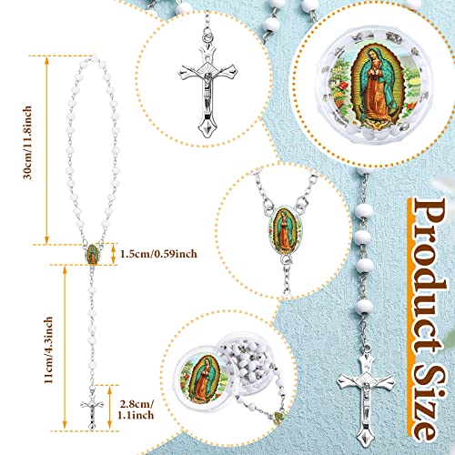 Jadive 24 Pcs Lady Guadalupe Scented Rosary Beads Necklace Bulk Baptism Favors First Communion Rosarios Catolicos with 24 Clear Gift Box2