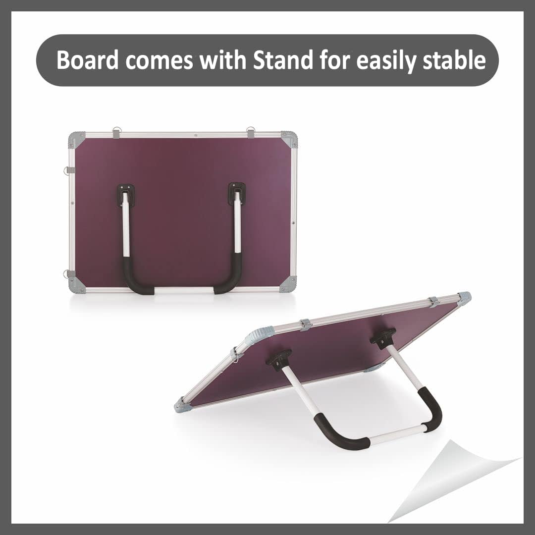 Non-Magnetic Dry Erase White Board with Stand | Standing Whiteboard | Table Top with Paper Clip for Study, with 1 Marker Pen, 1 Duster, 12x18 Inches 1x1.5 Ft. (30x45 Cms) Non-Magnetic