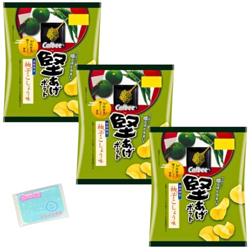 Ｍｏｎｏｌｏｇ Sｔｙｌｅ カルビー 堅あげポテト 柚子こしょう味 60g ×3袋セット ★スラスラ本舗オリジナルポケットティッシュ付き★のサムネイル