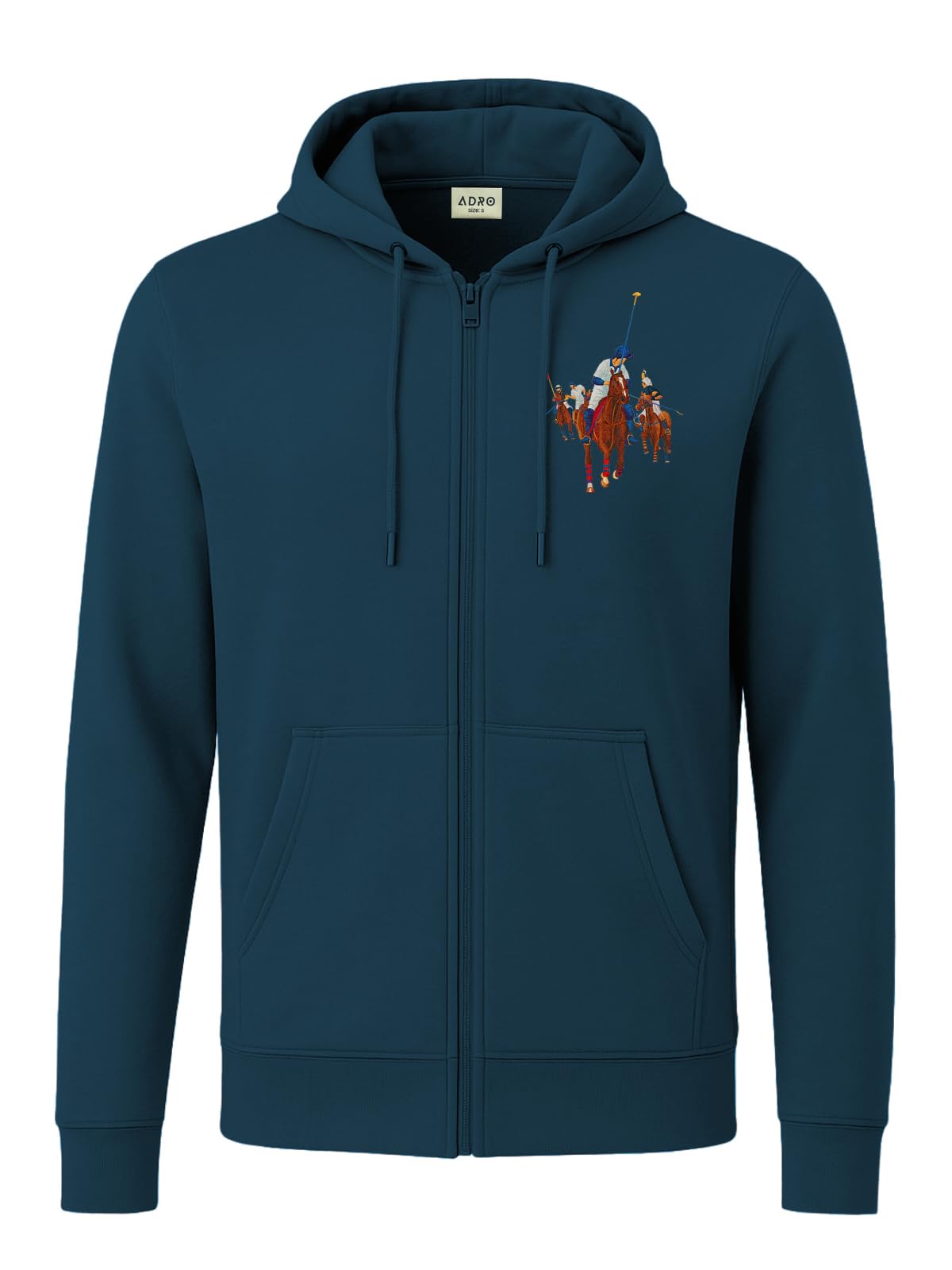 ADRO Męski sweter z kapturem z zamkiem błyskawicznym, normalny krój, 320 g/m², polar bawełniano-poliestrowy, zamek błyskawiczny, bluza z miękkim materiałem i bluzy z kapturem z nadrukiem