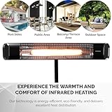 Senelux Electric Infrared Patio Heater 2000W with Tripod | IP65 Water-Resistant Radiant Heater for Indoor & Outdoor | Remote Control, Timer & 9 Heat Levels | LED Display | Portable - Image 8