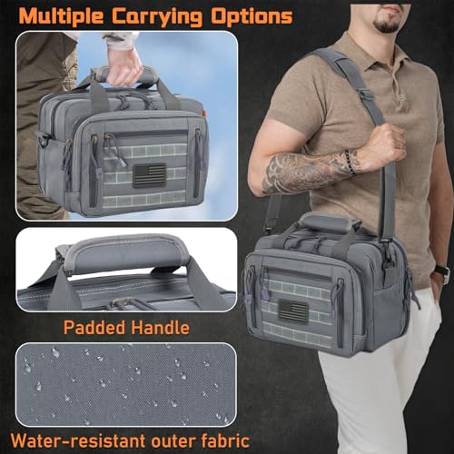 Image of Pistol Case, Gun Range Bags For 2 Pistols 6 Magazines Carrying Shooting Bag with Lockable Zipper for Shooting Range Outdoor Hunting