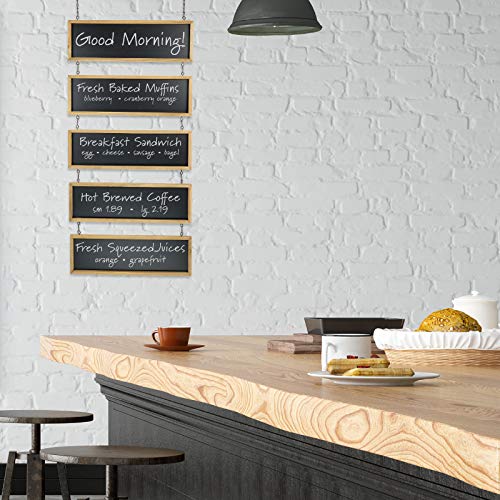 Excello Global Products Hanging Chalkboard Sign Wooden Framed Vintage Rustic Wedding Signs Kitchen Pantry & Wall Decor Rectangle Erasable Black Board Connected Panels With Chains: 32 1/2 X 15 3/4 #TOP4