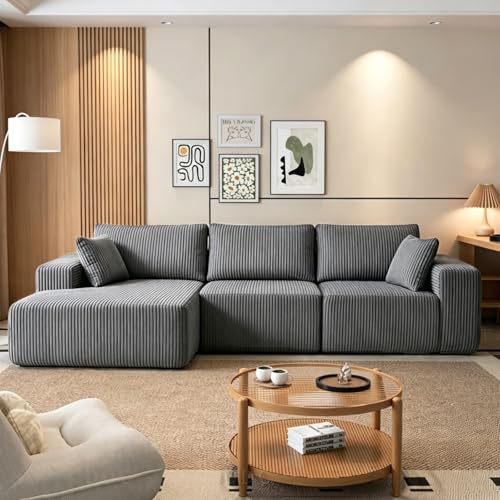 Image of Cloud Sectional Boneless Couches for Living Room, Modular L Shaped Couch with Deep Seat Oversized Right Facing Chaise, Gray | No Assembly Required, Cat-Claw Resistant, High-Resilience Foam