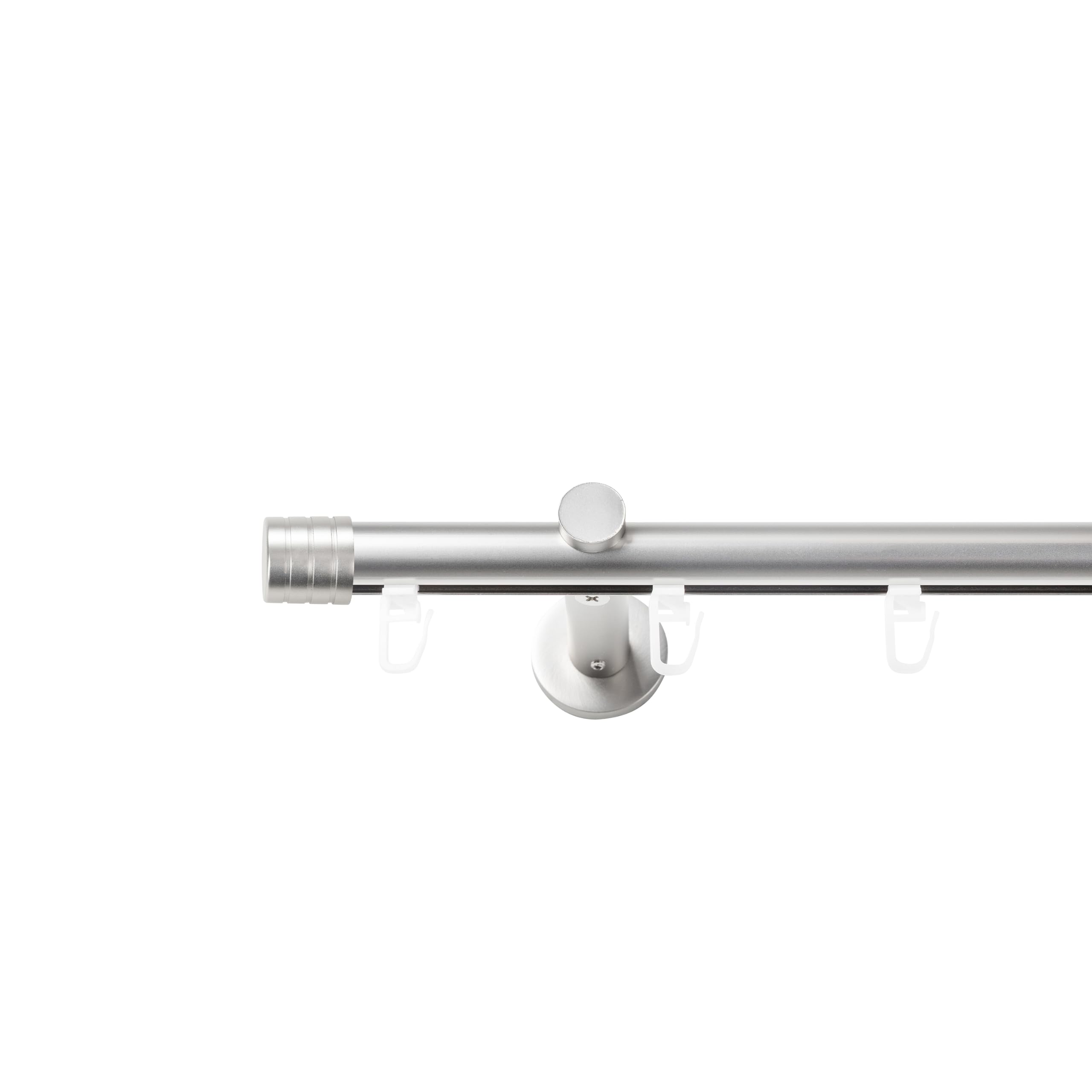 SN Deco Gardinenstange Innenlauf Lille, 19 mm, 1-läufig, Stahl, Komplett-Set mit Ringen, Profilträger, 360 cm, chrom matt