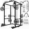 R1-V4 Power Cage Rack, 2000LB Squat Rack with Cable Crossover System, Multi-Function Weight Cage, Home Gym Workout Machine with More Training Attachments