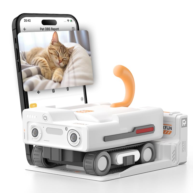PMATE Self-Moving Pets Camera AI-Powered Rover with Auto Tracking &amp; Patrol, 2K Live View, Night Vision, 2-Way Talk, and Auto-Recharge (A3-White)