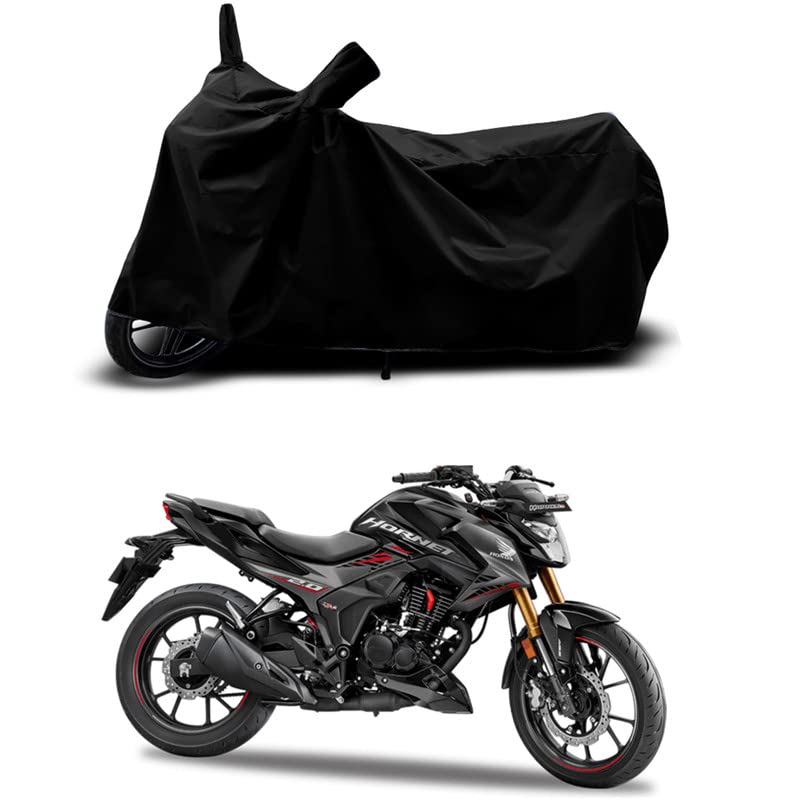 Image of 100% Scratchproof /UV-Rays /Heat Protection /Birds Dropping /Water Resistant /Dust Proof /Waterproof /Bike Scooty Two Wheeler Body Cover Compatible for Honda Hornet 2.0 STD All Varients[Black]