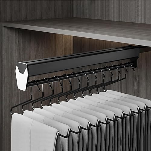 60cm Pull Out Closet Rod Valet - Brown Hanging Rail for Efficient Closet Storage & Organization, Ideal Clothes Hanger to Maximize Wardrobe Space