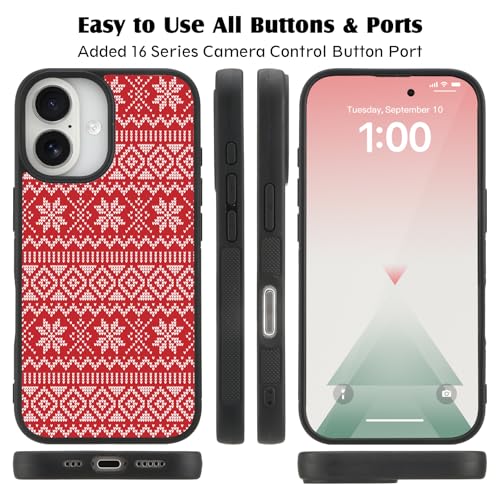 Coque iPhone 16 antichoc résout les risques de fissures motif pull de Noël rouge