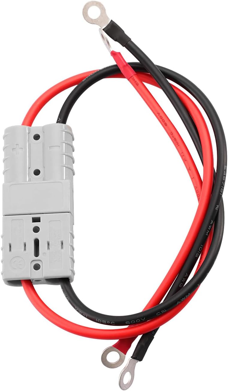 65Amp 8Awg Battery Electric Forklift Cable 1.12ft with Quick Connector and O-Type Terminal for Carts, Sightseeing Car, Batteries, Motors,Tractors (Grey)