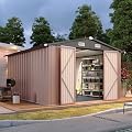 Aoxun 10x12FT Shed with Floor Galvanized Steel Outdoor Storage Shed (Brown)
