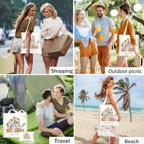 DHQH Retirement Gifts for Women 2026, Retirement Canvas Tote Bag with Handles, Retired Gifts Farewell Gift Ideas for Retirees Coworker Teachers Friends Mom