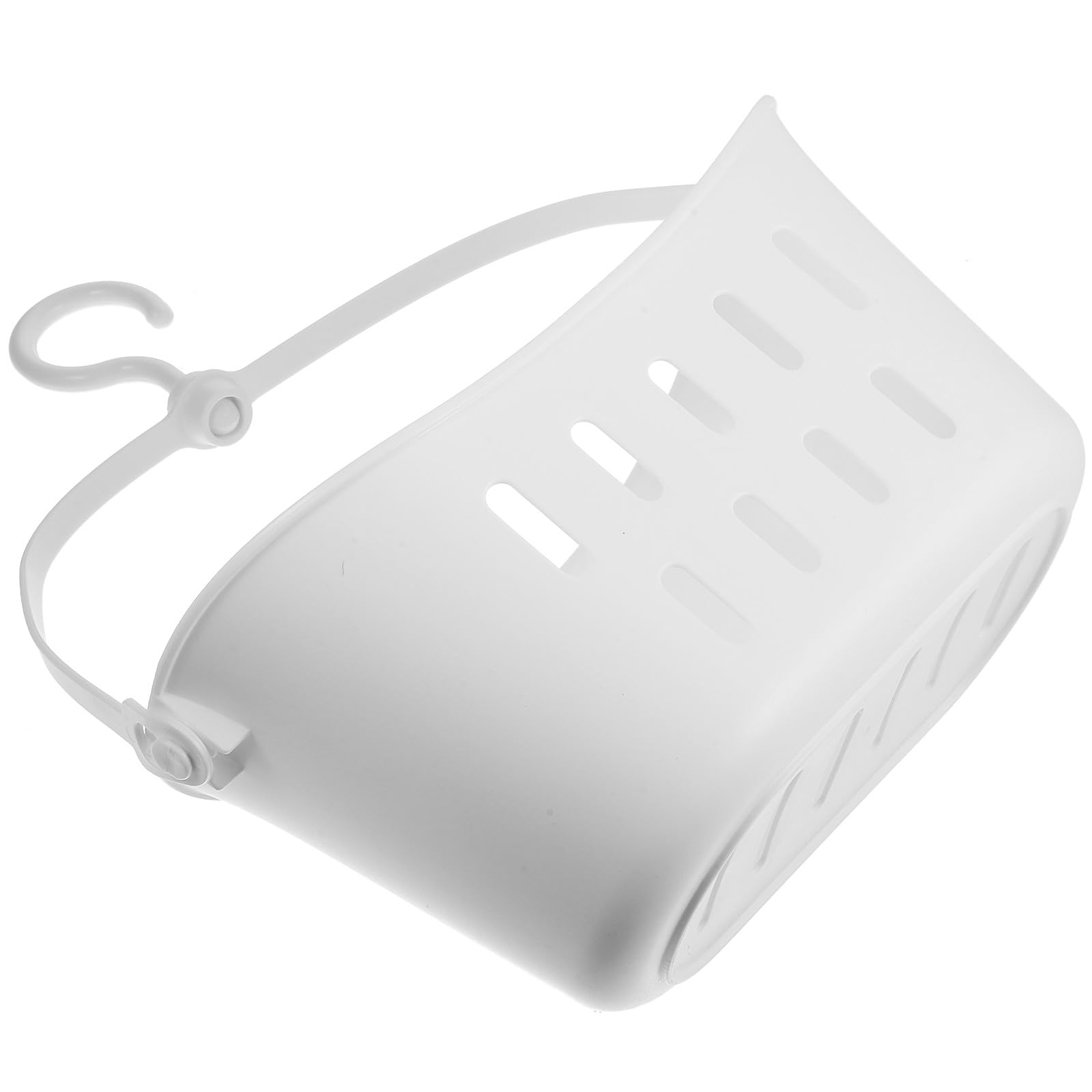 SILENRADAWN Plastic Shower Hanging Basket with Wall Mount Hook, White Plastic Hanging Storage Organizer for Bathroom and Home, for Organizing Dry Goods and Bath Accessories