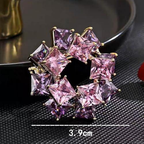 Image of Elegant Floral Brooch Pins for Women, Sweater Shawl Silk Cardigan Lapel Pins, Cardigan Jewelry Suit Shirt Accessory with Crystal CZ Flowers Brooches Pins for Women