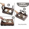Elevated Pet Feeder for Dogs and Cats - The Bali Carved Wood Pet Feeding Stand with Two Stainless Steel Bowls - Three Heights Adjustable Raised Dog Bowl - Food Water Pet Feeding Station - IRONGATE