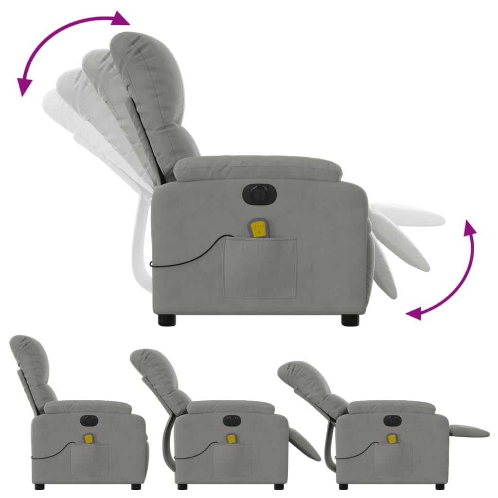Homgoday Poltrona Massaggiante,Poltrona Reclinante Massaggi Elettrica Grigio Chiaro Microfibra,Poltrona Massaggiante Poltrona Reclinabile Relax,Sedia da Massaggio Poltrona Relax Tutto Il Corpo