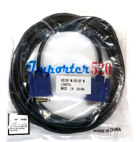 Importer520 Blue Connectors HD15 Male to Male SVGA VGA Long Video Monitor Cable for TV Computer Projector (10 Feet) - Thumbnail 5