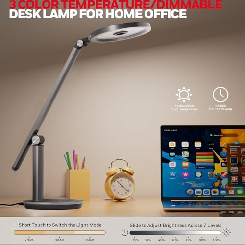 Image of Honeywell H6 Desk Lamp for Home Office, Dimmable Reading Table Light, Gray