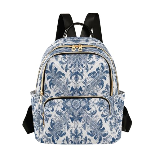 Mini sac à dos damassé bleu pour vos sorties citadines décontractées