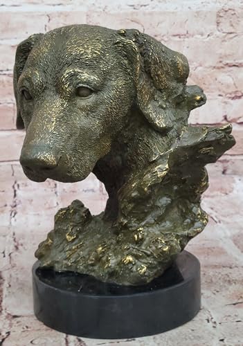 Handmade Bronze Labrador Retriever Sculpture Statue Pet Memorial Bust by Milo Home Decor Artwork Gift Sale Decor by Think Bronze