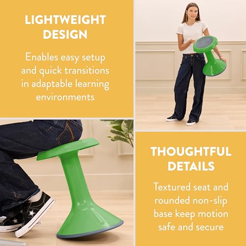 Image of Back2School Express Wobble Sensory Stool for Classroom - 18 inch Active Flexible Seating Chair for Kids, 220lb Capacity, GREENGUARD Gold Certified, Grassy Green