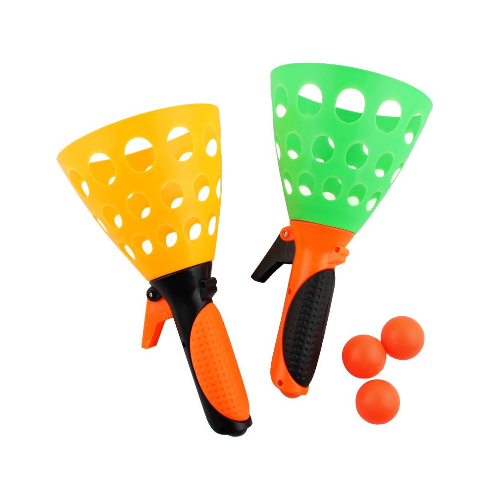 Alasum Click and Catch Ball Game Set for Kids 5Pcs Outdoor Parent-Child Toys with 2 Handheld Launchers and 3 Balls, Lightweight and Portable, Ideal for Garden, Parks, and Beaches