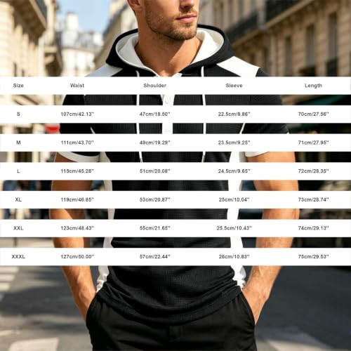 Sudadera sin mangas hombre azul top casual verano de punto con capucha L 4