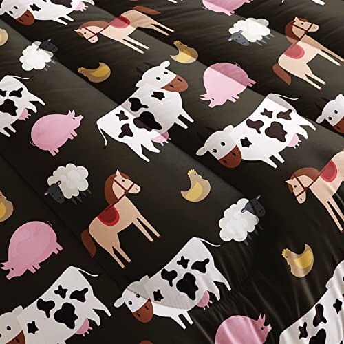 Bailipromise Kids Cartoon Animals Comforter Set Twin Size Cute Cow Pig Horse Sheep Bedding Set For Girls Boys Kawaii Country Farm Animal Toddler Farmhouse Theme Duvet Set 3 Piece #TOP4