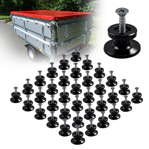 Lot de 30 crochets de bâche, ronds, pour remorque, bâche en plastique, pour tous les véhicules, coffre, dossier, 30 boutons de bâche + vis