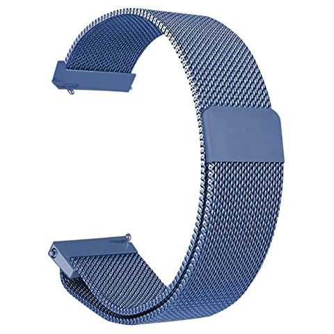H-GoD 22mm Stainless Steel Magnetic Mesh Compatible for Samsung Galaxy Watch 46mm/Gear S3 Classic/Frontier/Huawei Watch Blue ZA-US10402 0 Cover