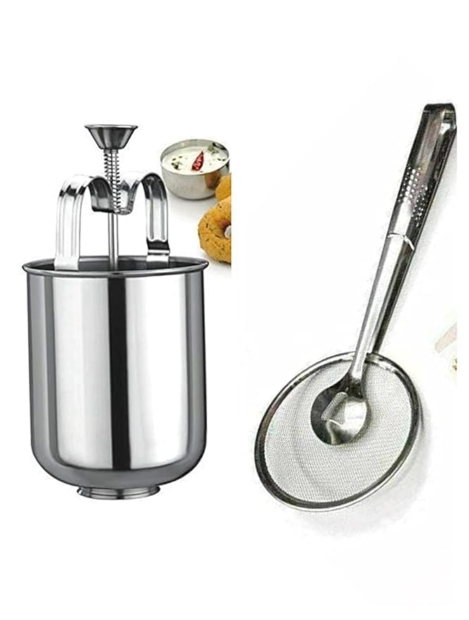 KIDINGTON Stainless Steel Medu Vada Maker with Stand, mendu WADA Machine, mendu WADA Maker, medu vada Maker,Free Small Stainless Steel 2 in 1 Fry Tool with menduvada Machine Machine-image-26