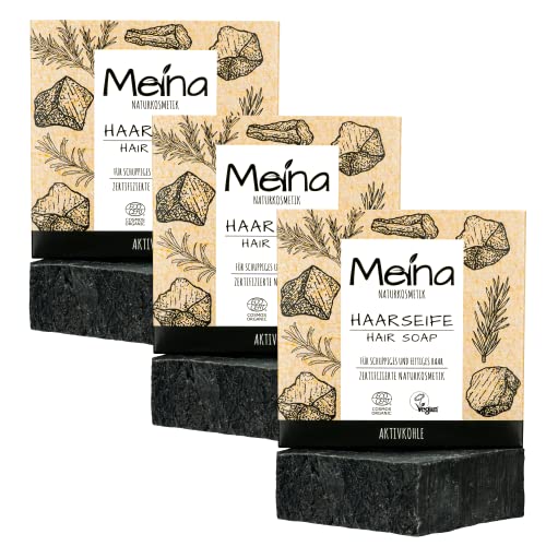Meina Naturkosmetik - Schwarze bio Haarseife gegen Schuppen und fettiges Haar mit Aktivkohle, Zertifiziert, Vegan, Nachhaltig, Handgemacht, Plastikfrei, Ohne Palmöl, Wie ein festes Shampoo - 80g … Meina Naturkosmetik - Schwarze bio Haarseife gegen Schuppen und fettiges Haar mit Aktivkohle, Zertifiziert, Vegan, Nachhaltig, Handgemacht, Plastikfrei, Ohne Palmöl, Wie ein festes Shampoo - 80g …