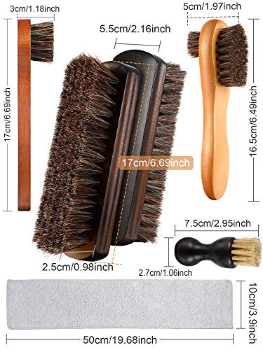 Youngjoy 6 Pieces Horsehair Shine Shoes Brush Kit Polish Dauber Applicators (B) #TOP1