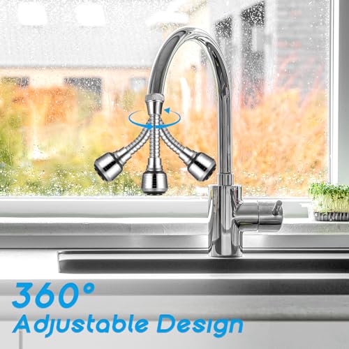 YIWONFU 4 Stück Wasserhahn Verlängerung, 360° Drehbarer Wasserhahn Aufsatz mit Auslaufsichere Dichtungen und Wasserhahnadapter für Küche, Bad, Toilette