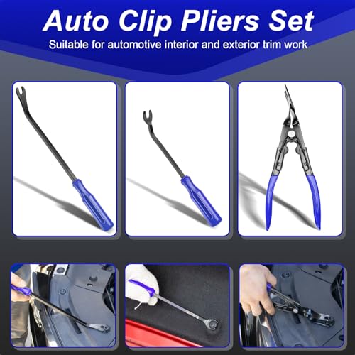 Image of Doaho 238Pcs Trim Removal Tool,Fastener Remover Plastic Pry Tool Kit,Adhesive Cable Clips Auto Push Pin Bumper Retainer Clip Set with Storage Bag for Panel,Radio,Stereo,Audio,Dash, Window