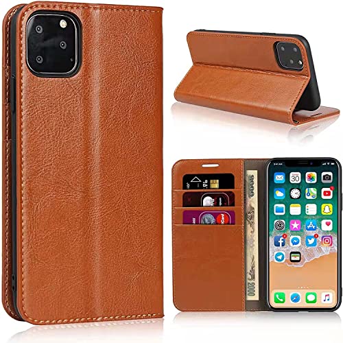Funda para iPhone 14 Pro con tapa soporte multimedia y tarjetero café 3