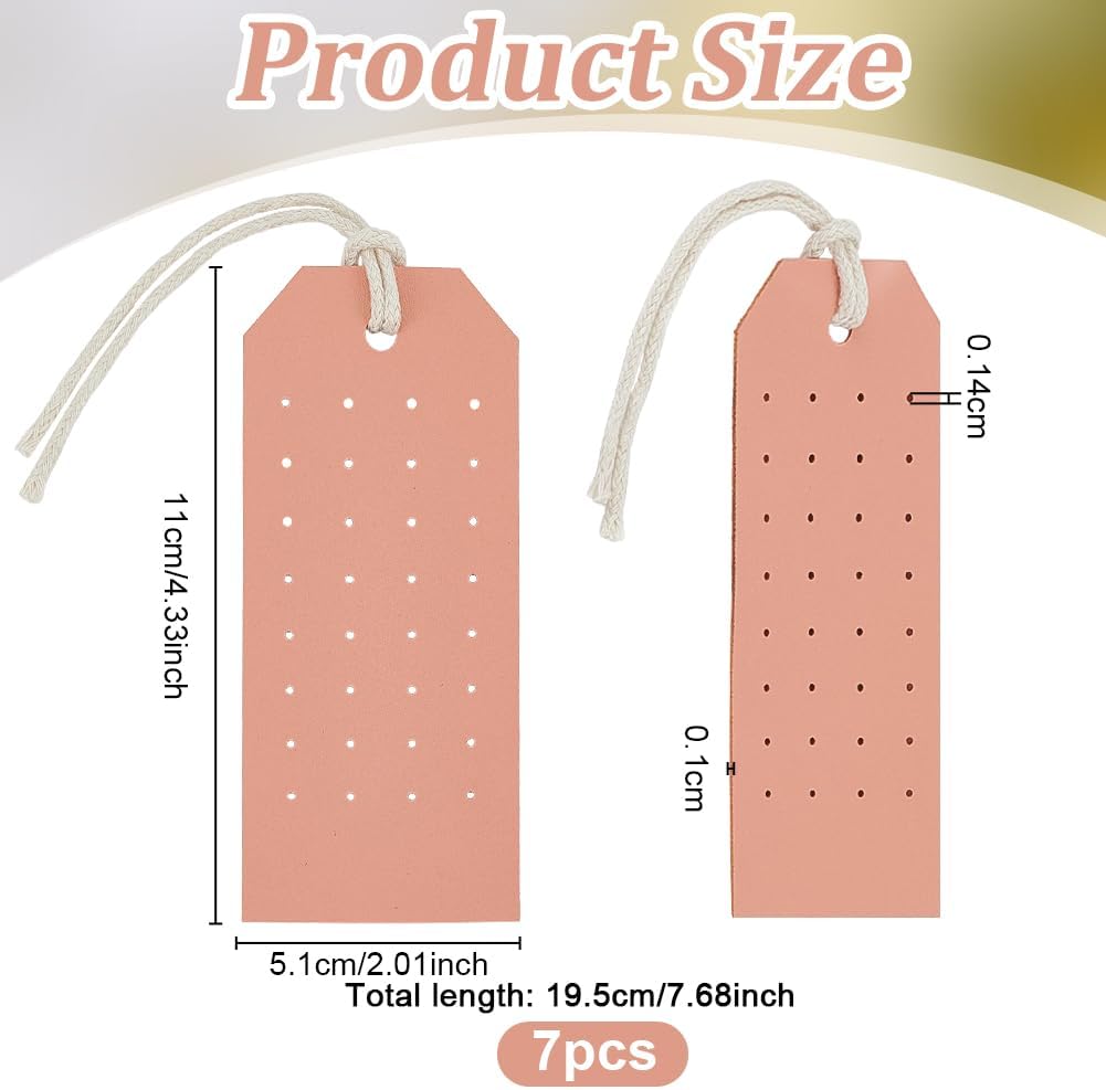 OLYCRAFT 7Pcs Portable Leather Earring Holders Pierced Earring Display Card Leather Holder Stud Earrings Organizer Hanging Jewelry Cards for Home Travel Earrings Stud Jewelry Storage Display image 2