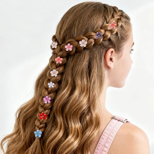 16 piezas pinzas mini flor de cristal, clips para cabello antideslizantes con diseño de garra floral para mujeres y niñas miniatura 5