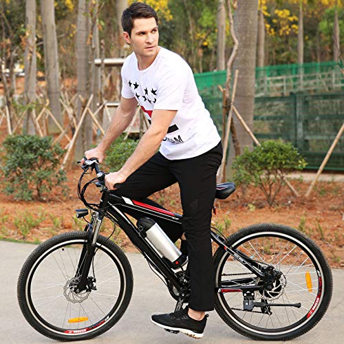 Hicient Electric Bike Electric Bicycle for Adult 26'' Electric Mountain Bike 250W Ebike 21 Speed Gear with Removable Lithium Battery and Battery Charger (Dark Black) - Thumbnail 3