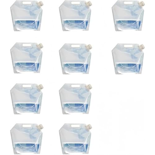 ZLBYXLU 非常用給水バッグ ウォーターバッグ 避難防災グッズ 折り畳み 給水袋 5L/10L 大容量10個 5個入持ち運び ウォータータンクセットウォータータンク 折りたたみ水袋 非常用給水バッグ 軽量 無臭 冷蔵庫用 食品級PE 防湿袋 穀物 白米