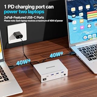 4K USB C KVM Switch Dock 2 Monitors 2 Laptops, Dual HDMI Monitor KVM Switch for 2 Laptops, 100W PD and 1G Ethernet for 2 Laptops with Wired Remote Control and USB C Cable Included